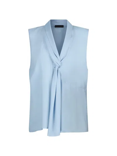 Liu •jo Georgette Knot V-neck Top In Blue