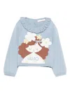 Liu •jo Girl-applique Ruffled Sweater In Blue