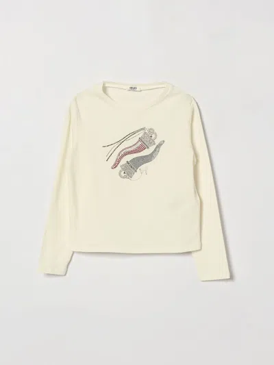Liu •jo Kids' Liu Jo Girl's Long-sleeved Cotton T-shirt With Graphic Print In White