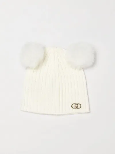 Liu •jo Liu Jo Girl's Rib-knit Beanie With Pom-pom And Embroidery In White
