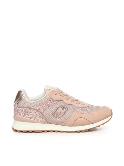 LIU •JO GLITTER AND MESH SNEAKERS