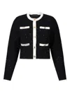 Liu •jo Glitter-embellished Buttoned Tweed Jacket In Black