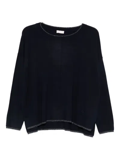 Liu •jo Glitter-embellished Jumper In Blue
