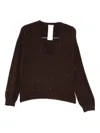 Liu •jo Glitter-embellished V-neck Sweater In Brown