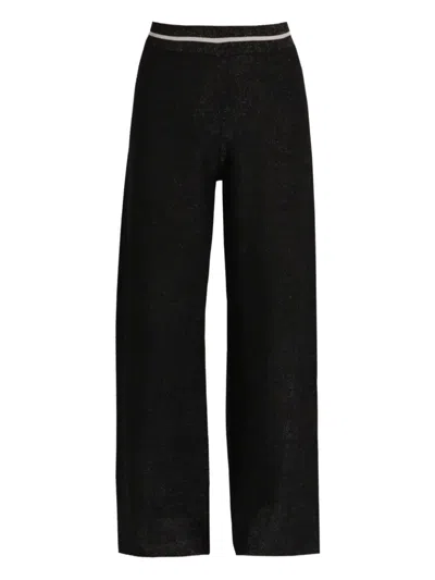 Liu •jo Glitter-jersey Wide-leg Trousers In Black
