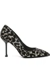 Liu •jo Glitter Leopard Pumps In Black