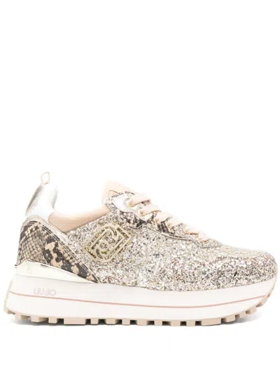 Liu •jo Glitter Platform Sneakers In Neutrals