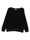 Liu •jo Glitter-trimmed Sweater In Black