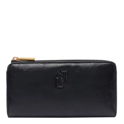 Liu •jo Glossy Zip Around Wallet In Black