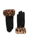 Liu •jo Leopard-print Cuff Gloves In Black