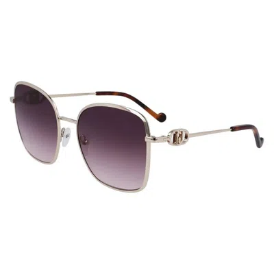 Liu •jo Liu Jo Gold Shiny Metal Sunglasses In Neutral