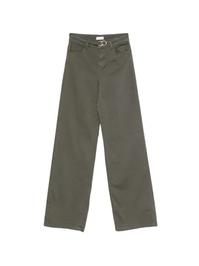 Liu •jo Good Flare Belted Trousers In Green