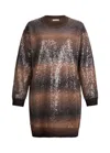 Liu •jo Gradient Brown Sequined Knit Mini Dress In Brown