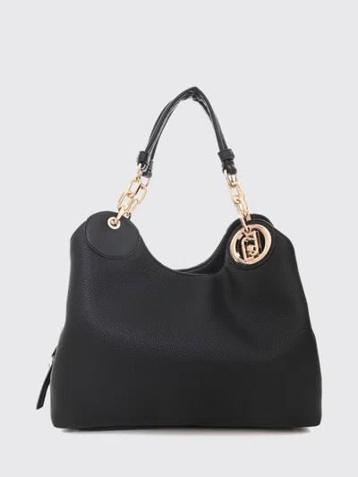 Liu •jo Liu Jo Grained Faux Leather Shoulder Bag With Double Handle In Black