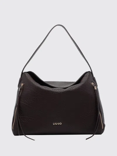 Liu •jo Liu Jo Grained Synthetic Leather Shoulder Bag With Flap Closure In Brown