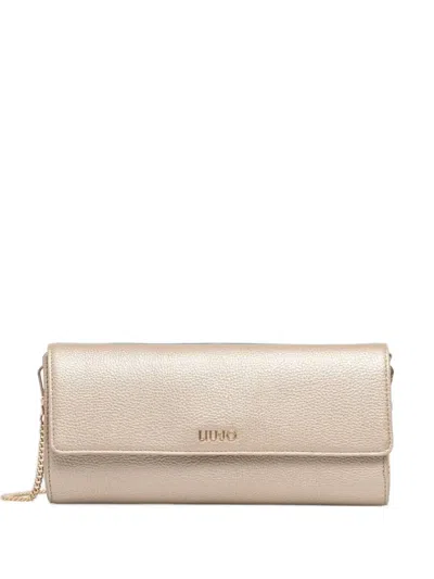 Liu •jo Grained-effect Logo-plaque Clutch Bag In Neutral