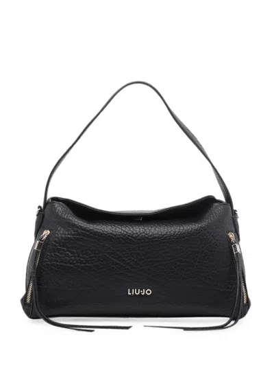 Liu •jo Grained-effect Logo-plaque Tote Bag In Black