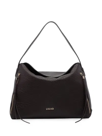 Liu •jo Grained-effect Zip-detail Tote Bag In Brown