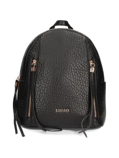 Liu •jo Grained-effect Zip-fastening Backpack In Black
