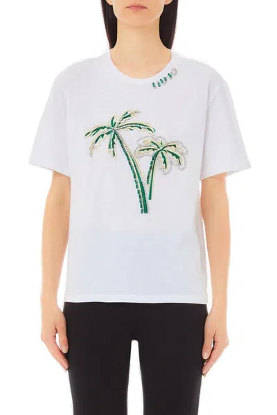LIU •JO GRAPHIC EMBROIDERED EMBELLISHED T-SHIRT