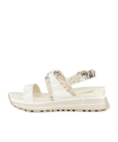 Liu •jo Graphic Flat Sandals In Nude