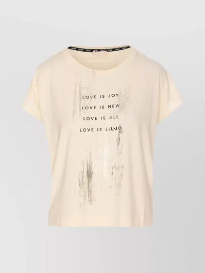 Liu •jo Graphic Print Crewneck Top In White