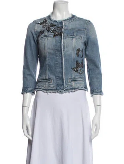 Pre-owned Liu •jo Graphic Print Denim Jacket In Blue