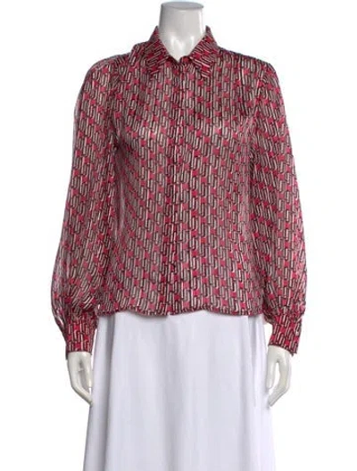 Pre-owned Liu •jo Graphic Print Long Sleeve Blouse In Red