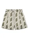 Liu •jo Liu Jo Green Pattern Ramie Shorts In Neutrals