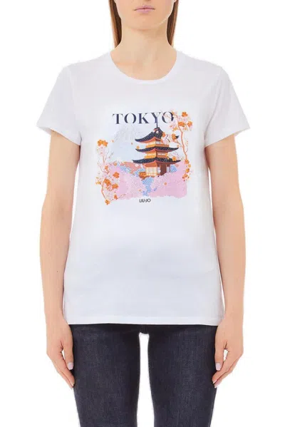 Liu •jo Liu Jo Graphic Printed Embellished T In White