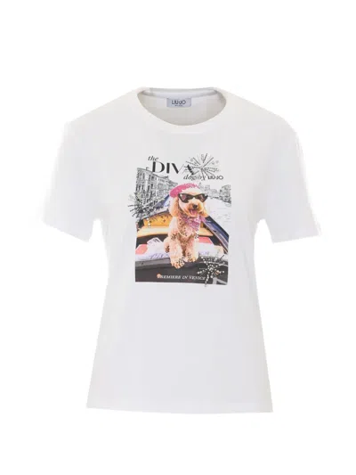 Liu •jo Graphic-print Rhinestone-embellished T-shirt In White