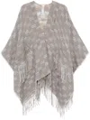 Liu •jo Jacquard-logo Poncho In Grey