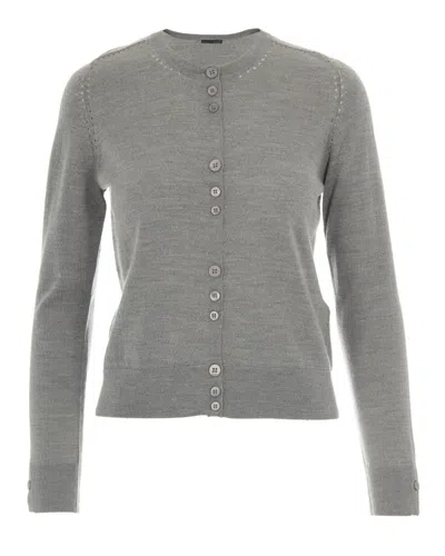 LIU •JO GRAY PERFORATED CARDIGAN