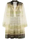 Liu •jo Liu Jo Tiered Mini Dress With Button-down Front In Green