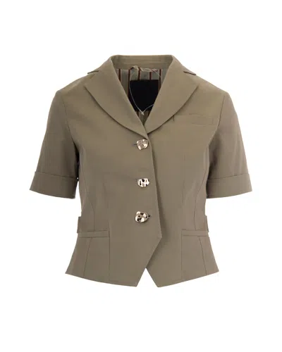 LIU •JO GREEN PEPPERMINT CROPPED BLAZER