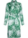 Liu •jo Mini Dress With Green And White Leaves Printed In Green