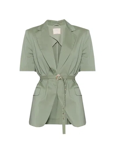 Liu •jo Green Tailored Belted Casual Jacket In White