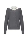 Liu •jo Grey Knit Sweater With Jewel-embroidered Inserts In Gray