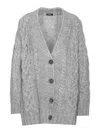 Liu •jo Chunky-cable-knit Cardigan In Grey