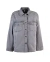 Liu •jo Relaxed Fit Grey Coat With Embellished Shoulders In Gray