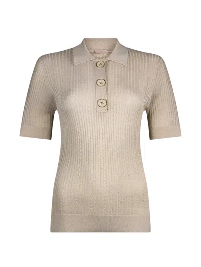 Liu •jo Half-button Polo Top In Neutral
