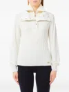 Liu •jo Cable Knit Sweater With Half-fastening Collar In White