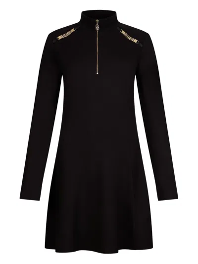 Liu •jo Half-zip Knitted Dress In Black