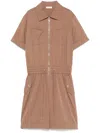 Liu •jo Half-zip Playsuit In Brown