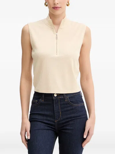 Liu •jo Half-zip Sleeveless Top In Neutral
