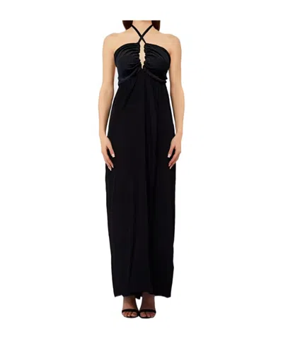 Liu •jo Ruched-detail Halterneck Maxi Dress In Black