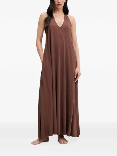 Liu •jo Halterneck Backless Beach Dress In Brown