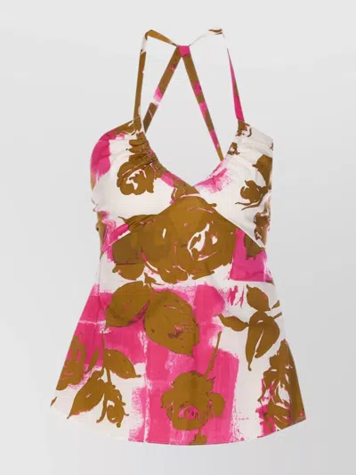 Liu •jo Halterneck Floral Pattern Sleeveless Top