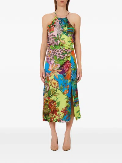 Liu •jo Halterneck Floral Print Dress In Multi