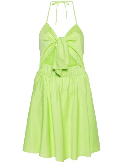 Liu •jo Halterneck Sleeveless Mini Dress In Green